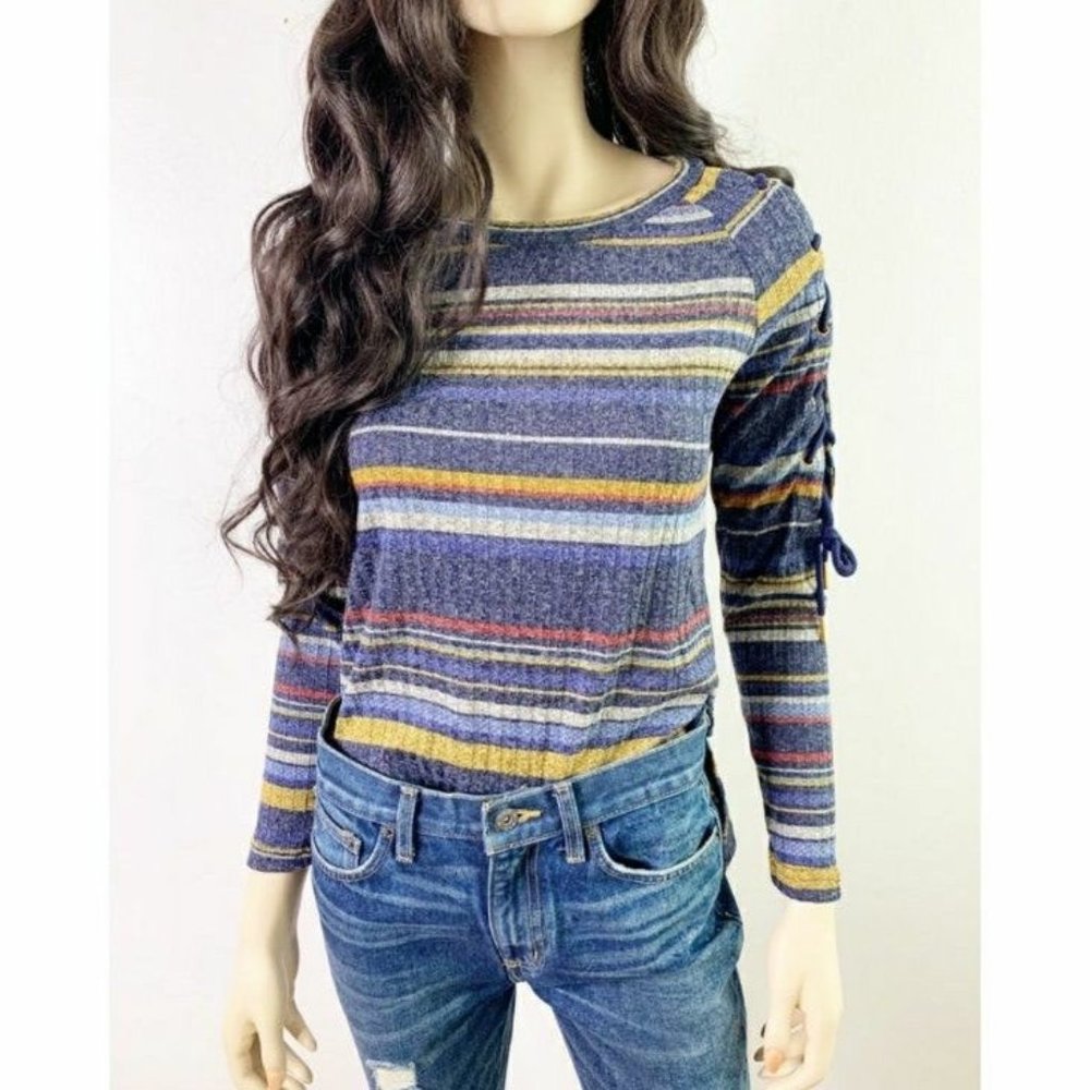 Long Sleeve Stripe Rib Knit Top